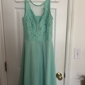 Elegant Mint Green Lace Dress